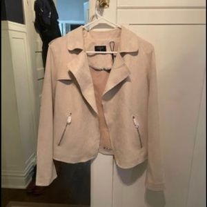 Beige Suede Moto Jacket